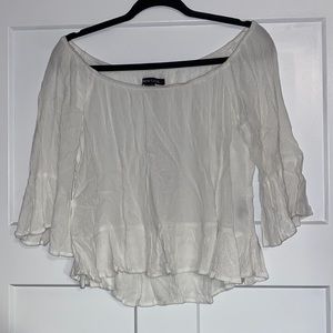 Off the shoulder white smocked top